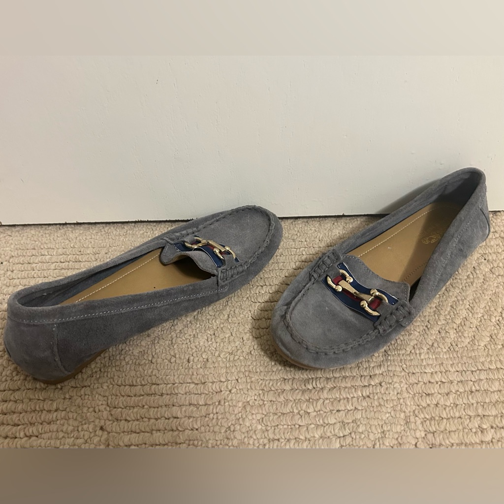 Coach And Four Blue Suede Moccasins